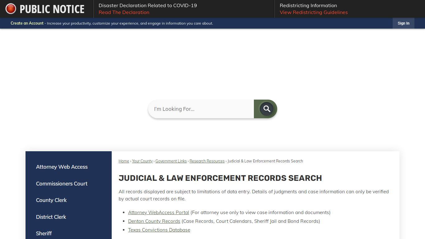 Judicial & Law Enforcement Records Search | Denton County, TX
