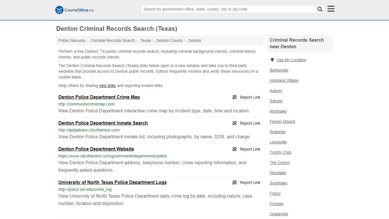 Denton Criminal Records Search (Texas) - County Office