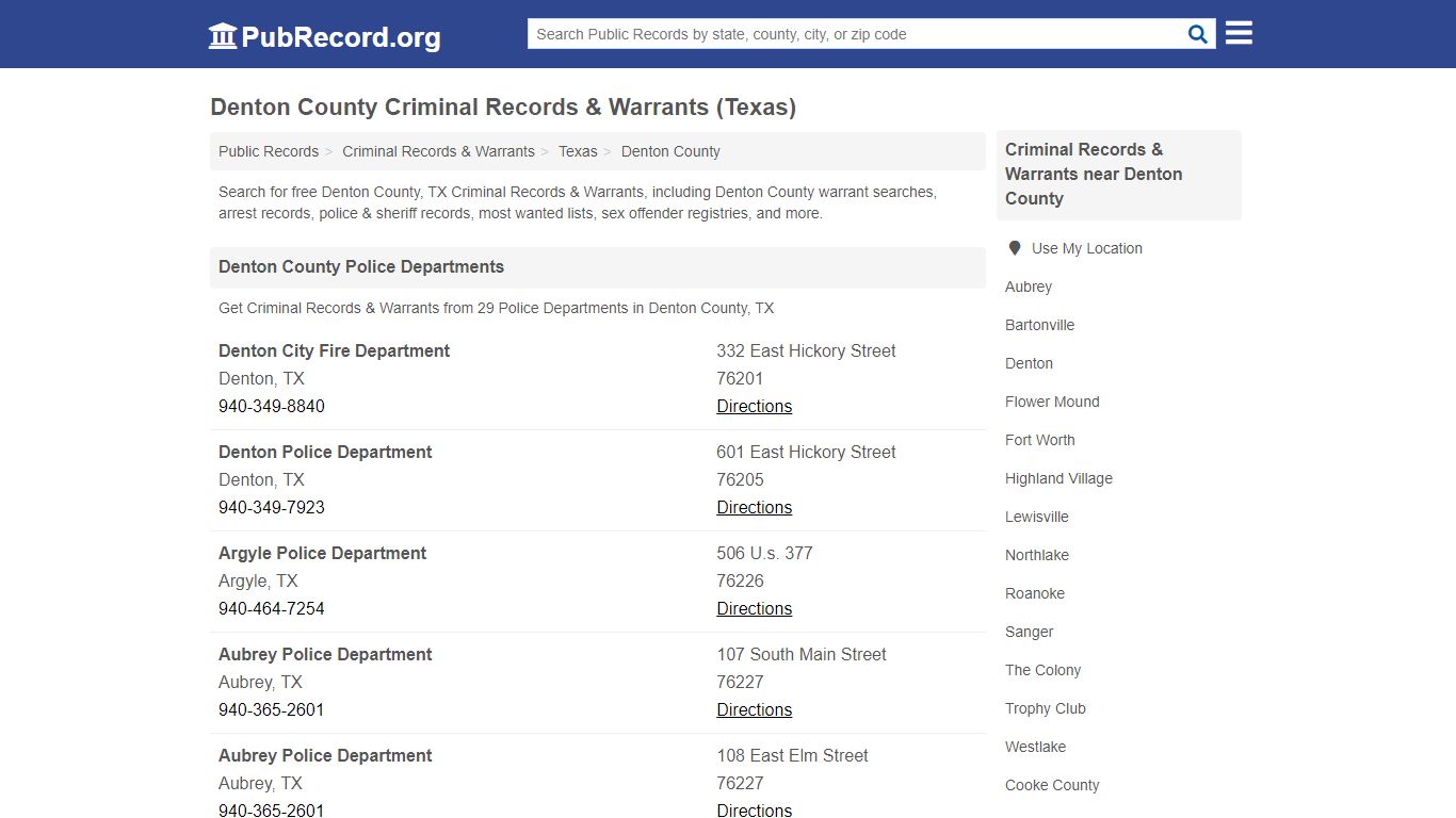 Denton County Criminal Records & Warrants (Texas)